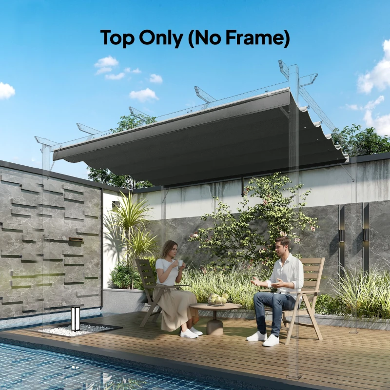 Outsunny 8.2' x 8.4' Retractable Pergola Canopy Replacement for 10' x 10' Frame, Cover Replacement (Cover Top Only), Dark Grey