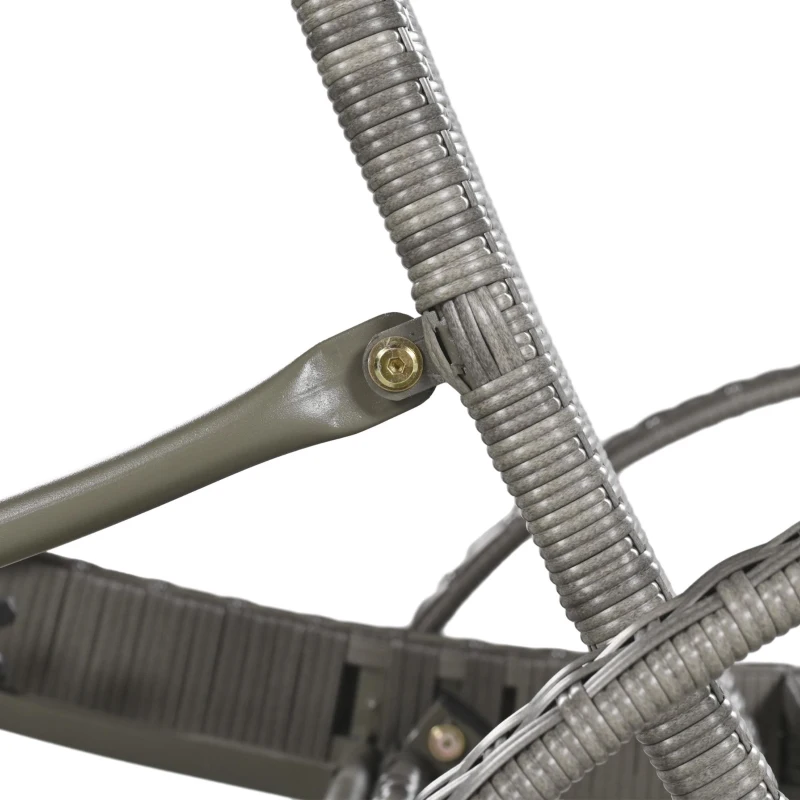 Set of 2 Outdoor Wicker Chaise Lounge with Adjustable Backrest, Ergonomic Recliners with Pull-Out Side Table, 80'' L x 27'' W x 36'' H, Grey