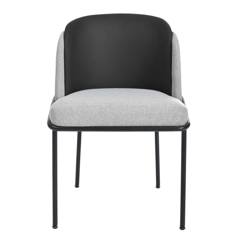 Set of 2 Sleek Dining Chairs with Ergonomic Backrest, Durable Chairs Set with Solid Frame, 21.5'' L x 21.5'' W x 33.5'' H, Black+Gray