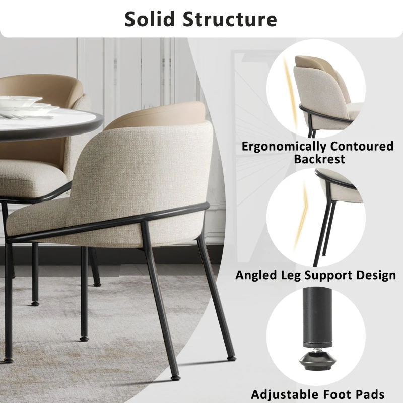 Set of 2 Modern Dining Chairs with High-Density Foam Seat, Upholstered chair Set for Living Spaces, 21.5'' L x 21.5'' W x 33.5'' H, Beige