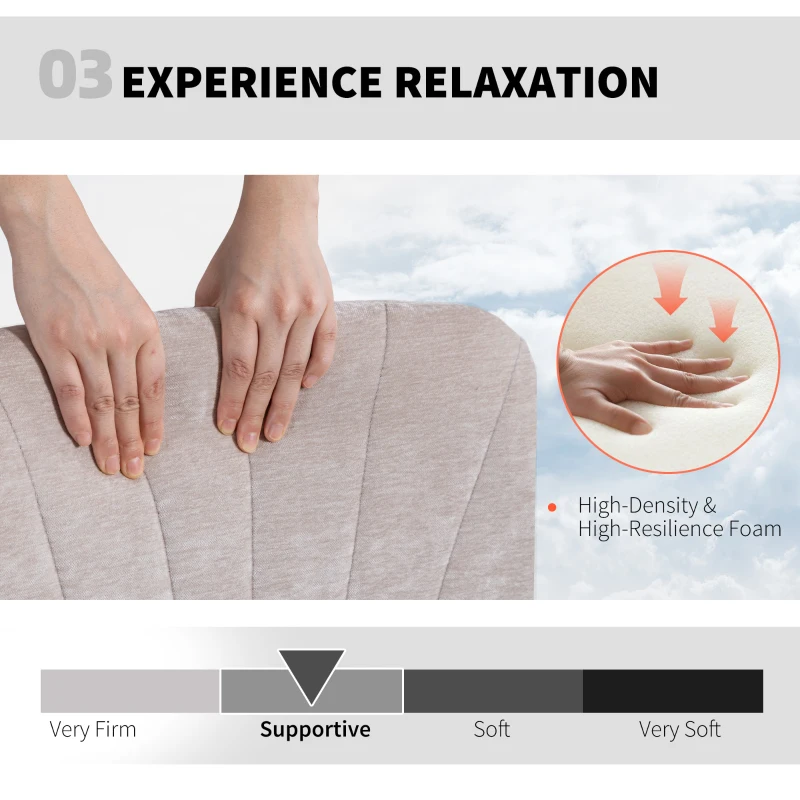 HOMCOM Criss Cross Chair with Wheels, Wide Office Chair with No Arms, Adjustable Height, Tilting, Beige