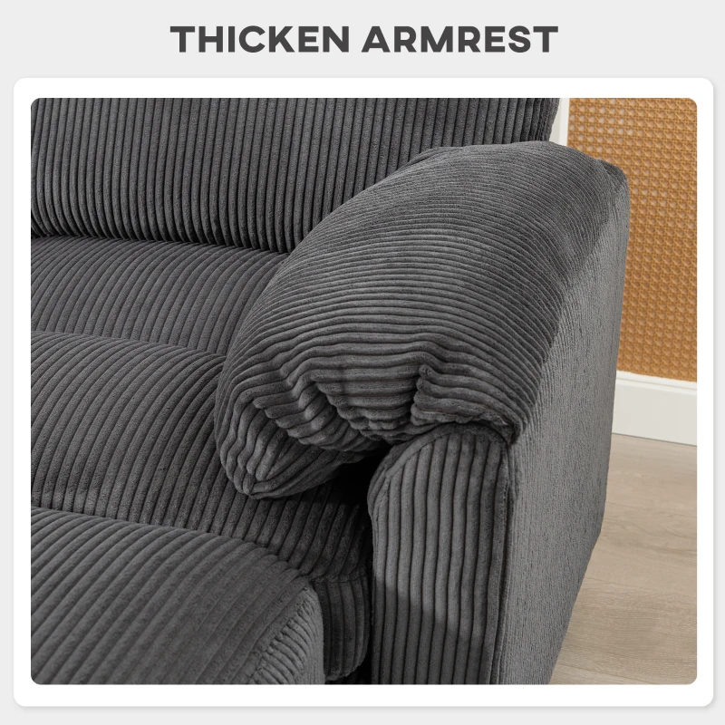 HOMCOM Modular Sectional Sofa, Oversized U-Shaped Couch with Spring Cushion, Corduroy Sofa for Living Room, Charcoal Grey