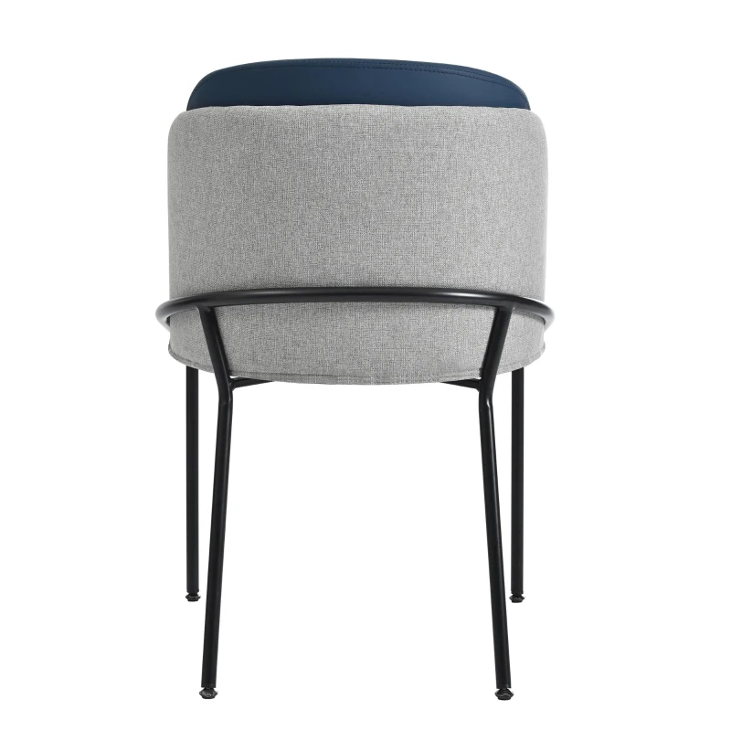 Set of 6 Minimalist Dining Chairs with Ergonomic Contoured Back, Comfortable Chairs for Living Spaces, 21.5'' L x 21.5'' W x 33.5'' H, Blue+Grey