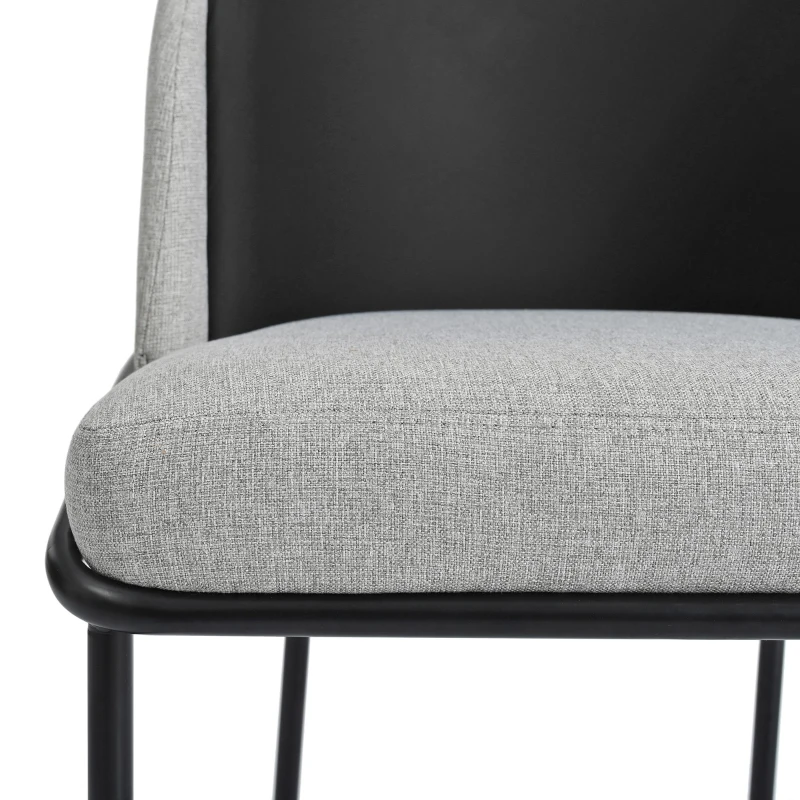 Set of 6 Modern Dining Chairs with Adjustable Anti‑Slip Feet, Upholstered Chairs for Living Areas, 21.5'' L x 21.5'' W x 33.5'' H, Black+Gray