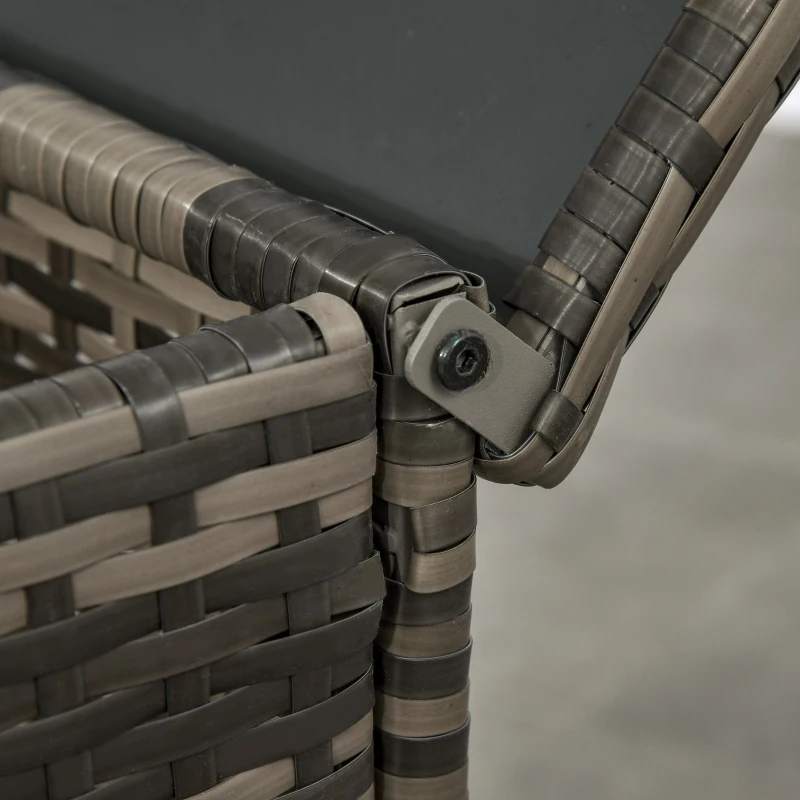 Outsunny 3 Piece Patio Furniture, PE Wicker Storage Table & Chairs, Gray