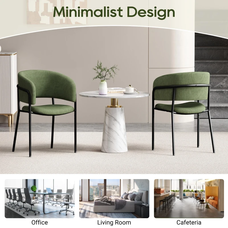 6-Piece Corduroy Side Chair Set with Ergonomic Curved Back, Sleek Lounge Chair Set for Living Room, 30.5" L x 21.5" W x 19.5" H, Green