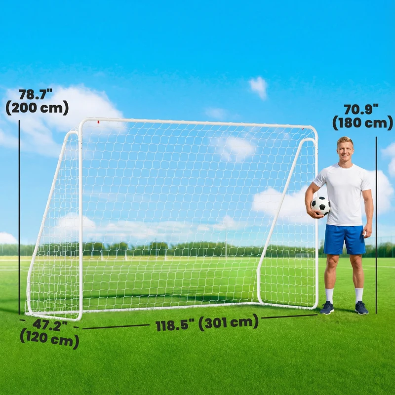 Soozier Soccer Goal, Soccer Net for Backyard, 10 x 4 ft, White