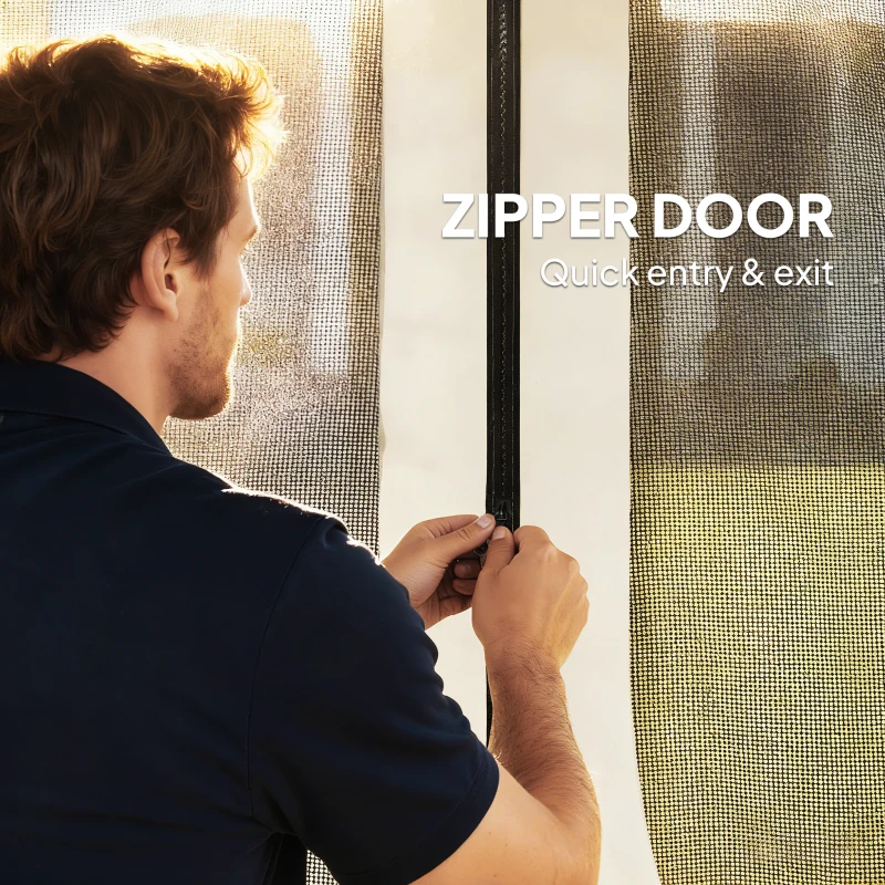 Outsunny Replacement Mosquito Netting for Gazebo 10' x 12' Black Screen Walls for Canopy with Zippers, Cream White