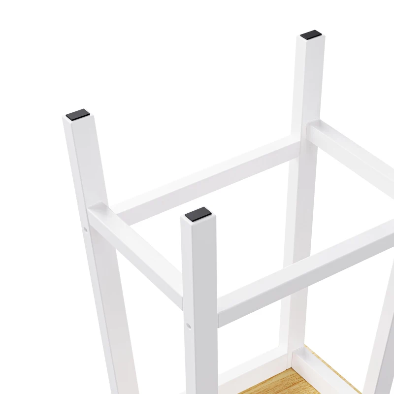 Set of 2 Wood Counter Stools with Anti‑Scratch Pads and Pine Legs, Solid Bar Chairs for Instant Style, 15.5'' L x 11'' W x 25.5'' H, White