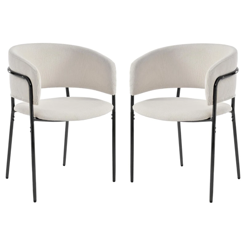 Modern Corduroy Side Chair with Ergonomic Curved Back, Minimalist Lounge Chair for Living Room, 30.5" L x 21.5" W x 19.5" H, Beige