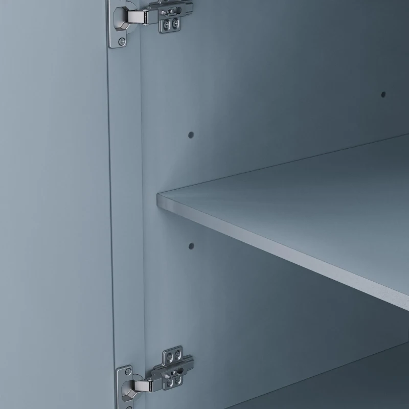 Rolling Kitchen Island with 4 Doors and Adjustable Shelves, Versatile Cart for Kitchen or Dining Room, 54'' L x 29.5'' W x 36'' H, Grey+Blue