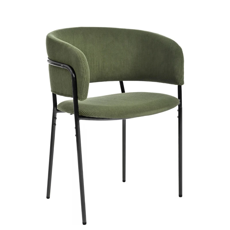 4-Piece Corduroy Side Chair Set with Ergonomic Curved Back, Stylish Lounge Chair Set for Living Room, 30.5" L x 21.5" W x 19.5" H, Green