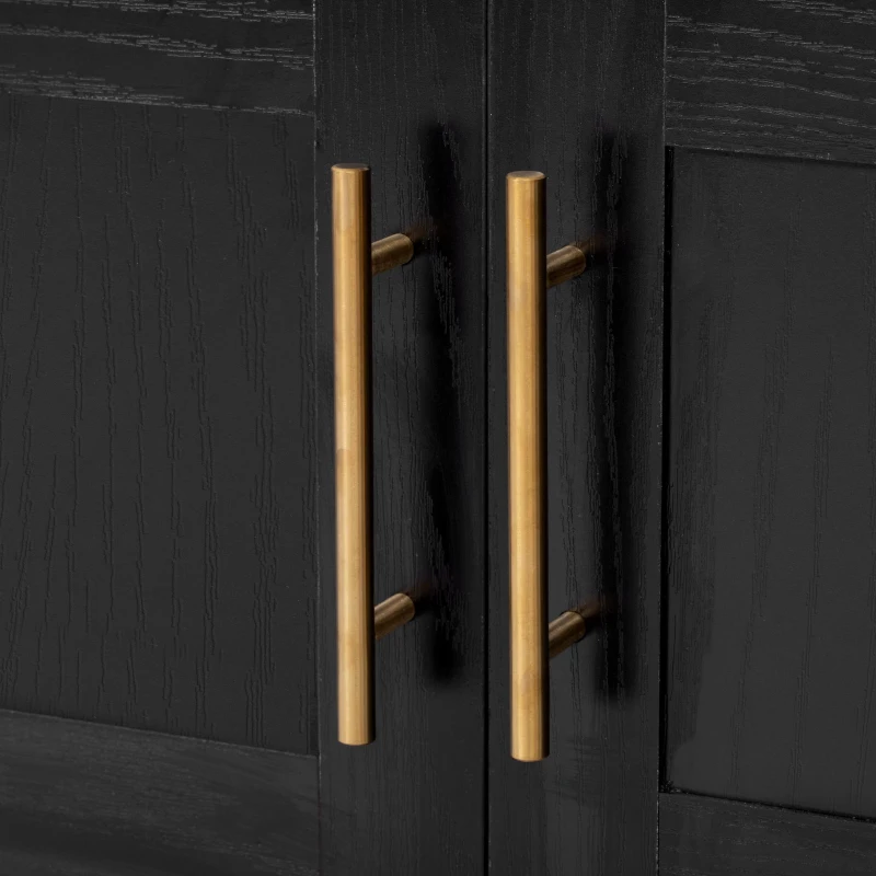 Arched Kitchen Pantry Cabinet with 4-Door Internal Racks, Flexible Storage Cabinet with Adjustable Shelves, 30'' L x 15.5'' W x 71'' H, Black