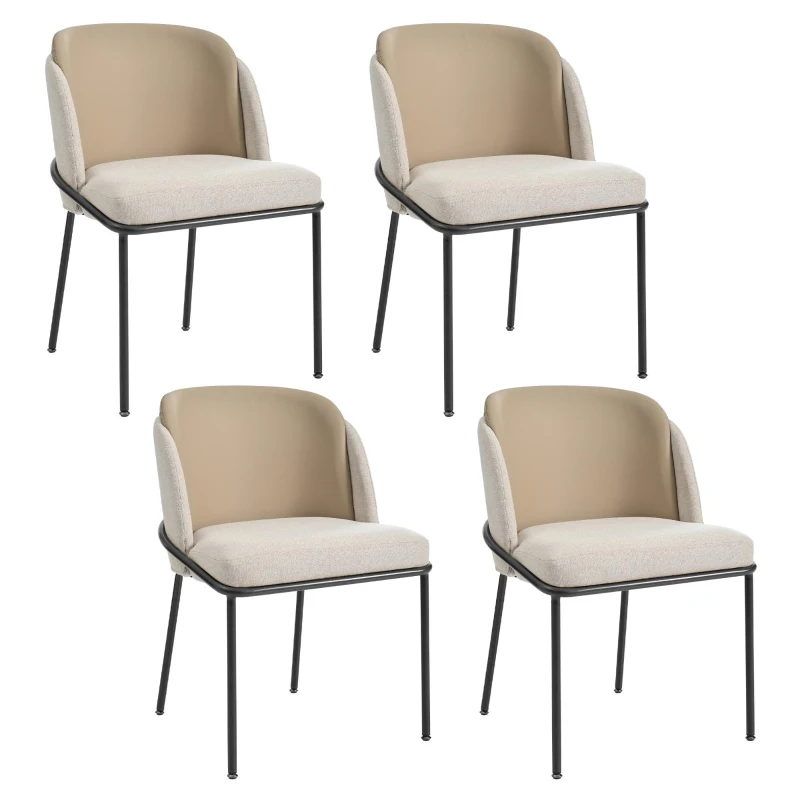 Set of 4 Stylish Dining Chairs with High-Density Foam Seats, Ergonomic chair Set with Anti-Slip Feet, 21.5'' L x 21.5'' W x 33.5'' H, Beige