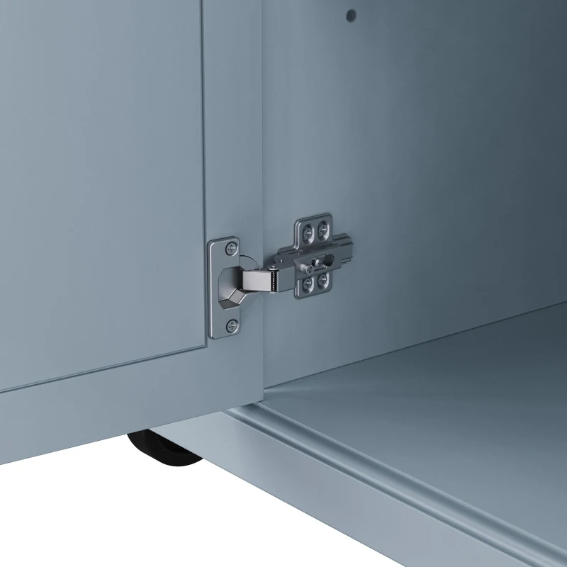 Rolling Kitchen Island with 4 Doors and Adjustable Shelves, Versatile Cart for Kitchen or Dining Room, 54'' L x 29.5'' W x 36'' H, Grey+Blue