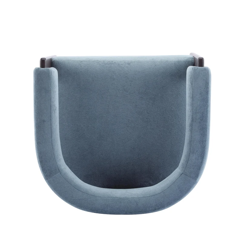 Modern Single Lounge Sofa Chair with Barrel-Back Design, Stylish Accent Armchair with 3-Leg Frame, 29.5" L x 26" W x 27" H, Blue+Walnut