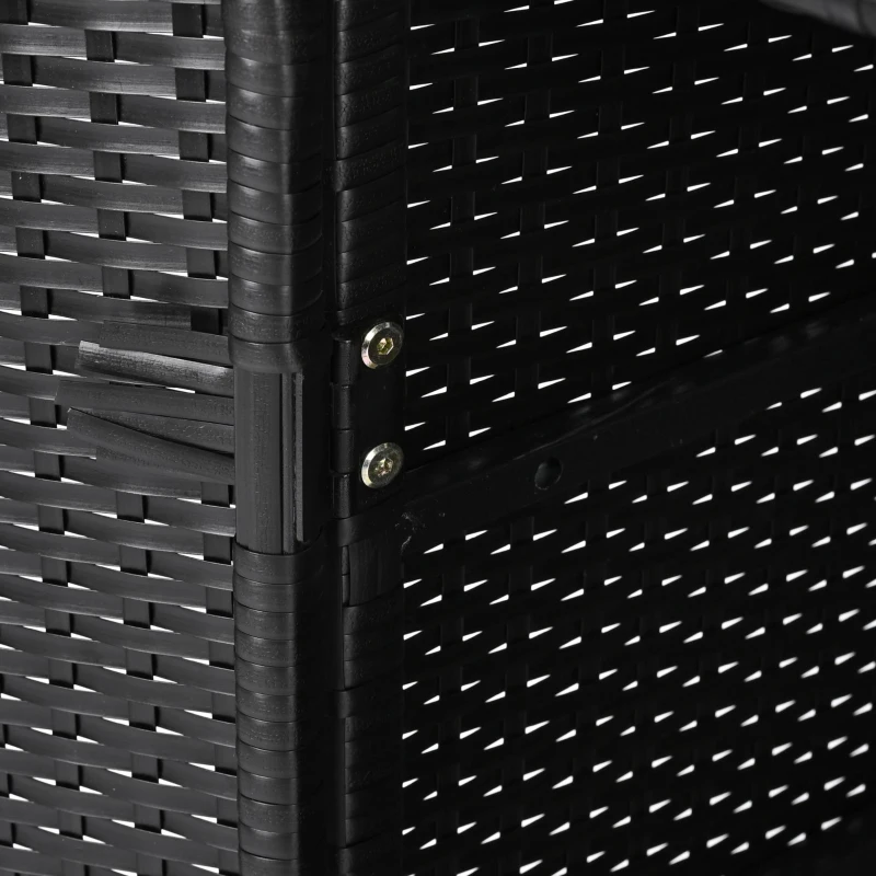 Outdoor Wicker Storage Cabinet with 3-Tier Adjustable Shelves, Stylish Bar Table for Garden, 47.5'' L x 16'' W x 39.5'' H, Black Brown