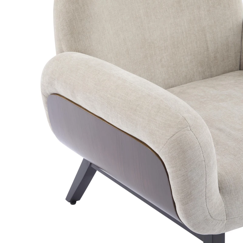 Modern-Scandinavian Accent Chair with Ergonomic Wrap-Around Backrest, Sturdy Armchair for Living Room, 31.5" L x 30.5" W x 31" H, Khaki