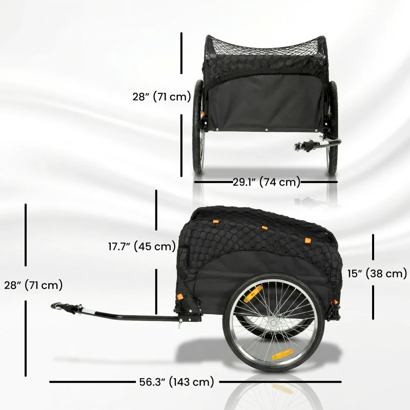 Soozier Bike Cargo Trailer, 45 Gal Bicycle Trailer Wagon Cart with Cargo Net, Quick Release 20" Wheels, Safe Reflectors