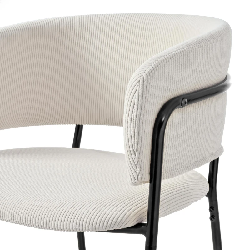 Modern Corduroy Side Chair with Ergonomic Curved Back, Minimalist Lounge Chair for Living Room, 30.5" L x 21.5" W x 19.5" H, Beige