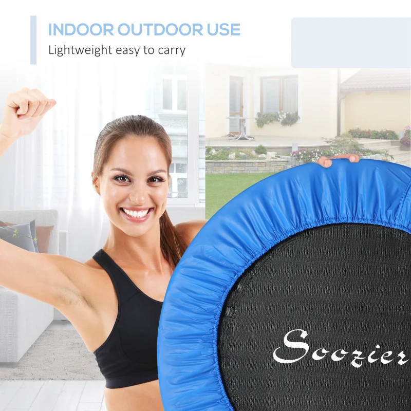 Soozier Φ38" Mini Fitness Trampoline Home Gym Yoga Exercise Rebounder Indoor Outdoor Jumper with Safety Pad, Blue and Black