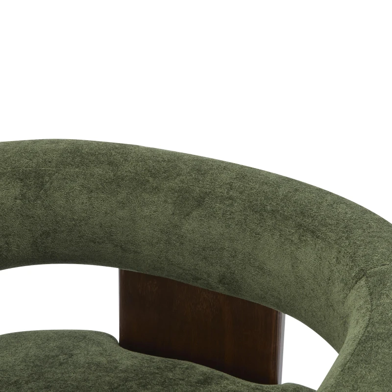 Modern Lounge Sofa Chair with Barrel-Back Design, Stylish Accent Armchair with 3-Leg Frame, 29.5" L x 26" W x 27" H, Olive Green+Walnut