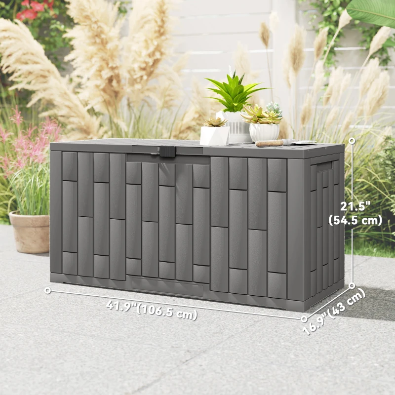 Outsunny 60 Gallon Resin Deck Box, Lockable Outdoor Storage Box, Splash-Resistant & UV Resistant Patio Storage Container