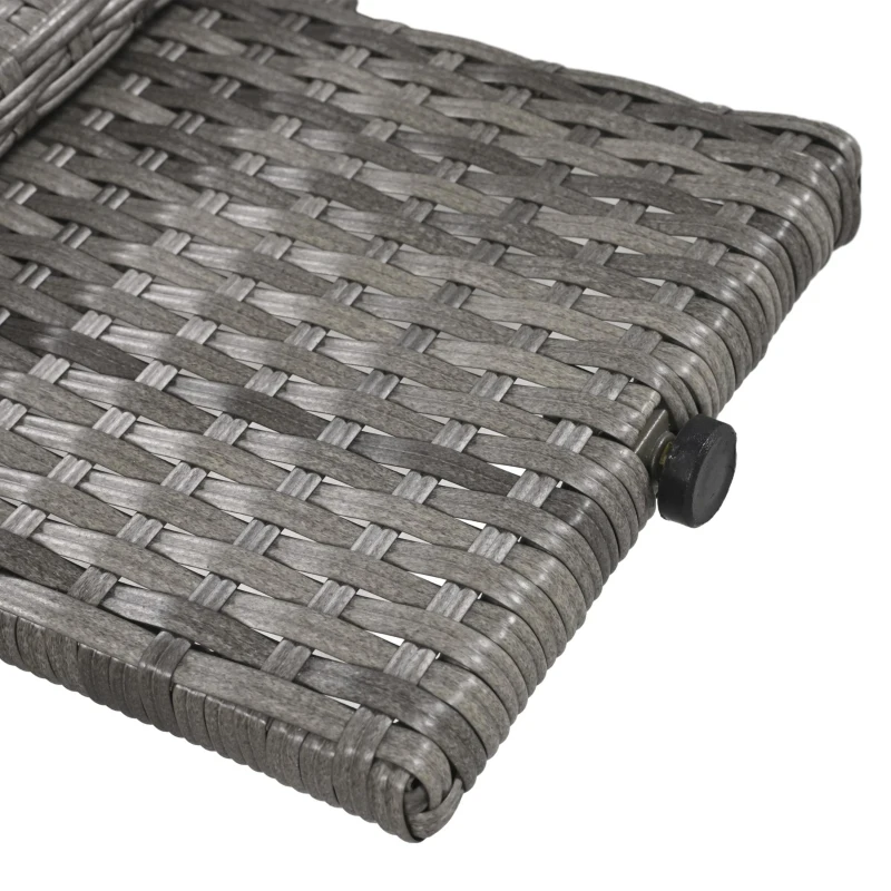 Set of 2 Outdoor Wicker Chaise Lounge with Adjustable Backrest, Ergonomic Recliners with Pull-Out Side Table, 80'' L x 27'' W x 36'' H, Grey