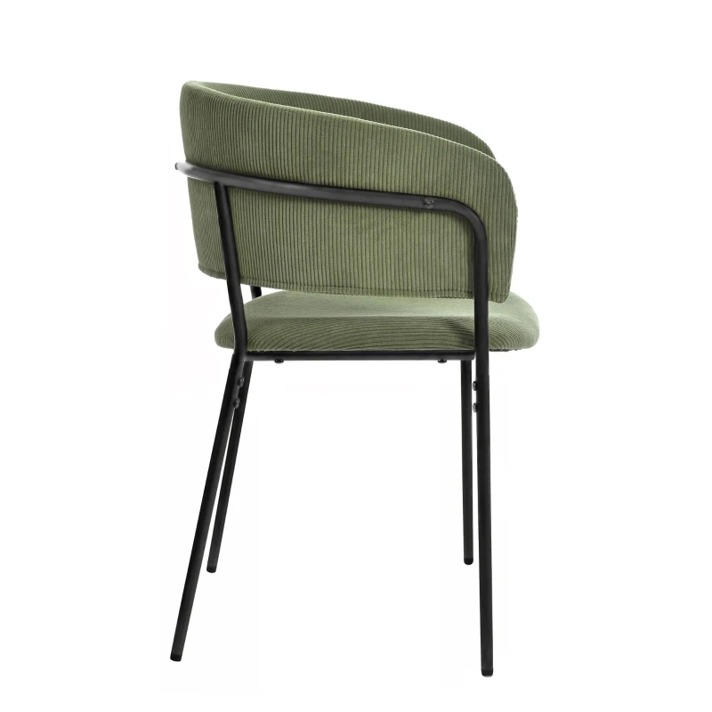 Modern Corduroy Side Chair with Ergonomic Curved Back, Minimalist Lounge Chair for Living Room, 30.5" L x 21.5" W x 19.5" H, Green