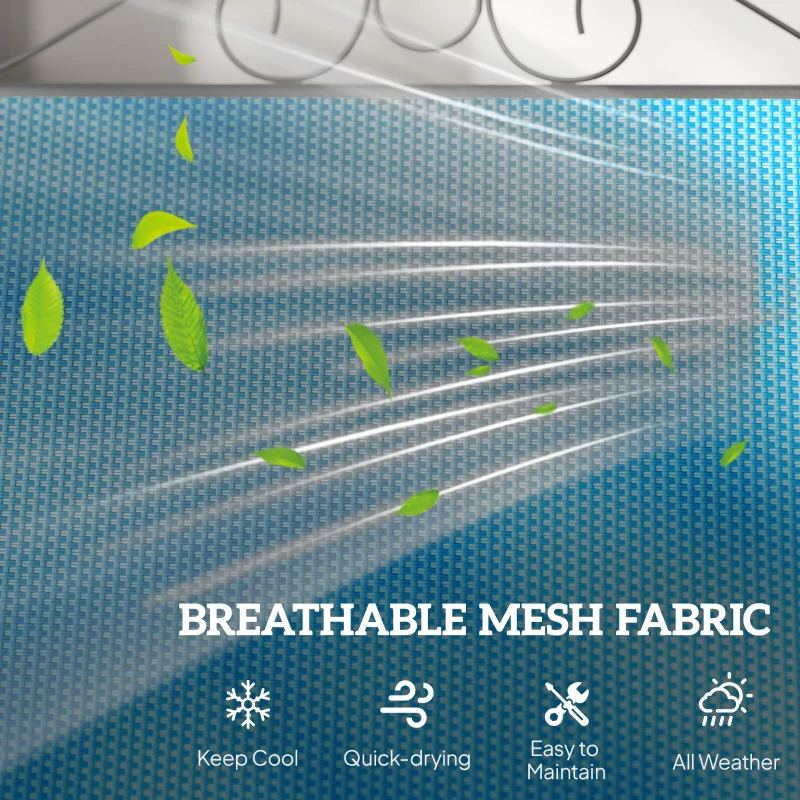 Outsunny Outdoor Glider Chairs with Coffee Table, Patio 2-Seat Rocking Chair Swing with Breathable Sling for Backyard, Blue