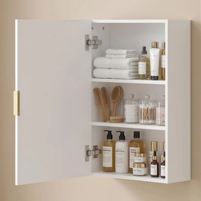 kleankin Bathroom Medicine Cabinet, Modern Wall Cabinet with Adjustable Shelves and Single Door for Laundry Room