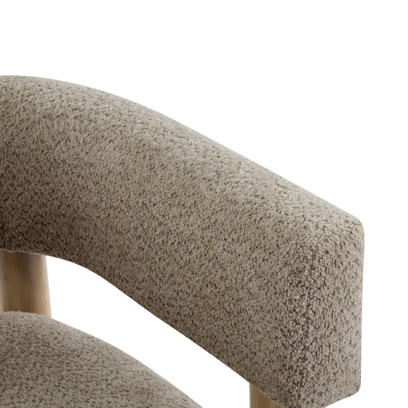 Cozy Accent Armchair with Spring Bag Seat Cushion, Single Lounge Sofa for Bedroom, 30.5" L x 29.5" W x 27" H, Light Camel+Natural Wood