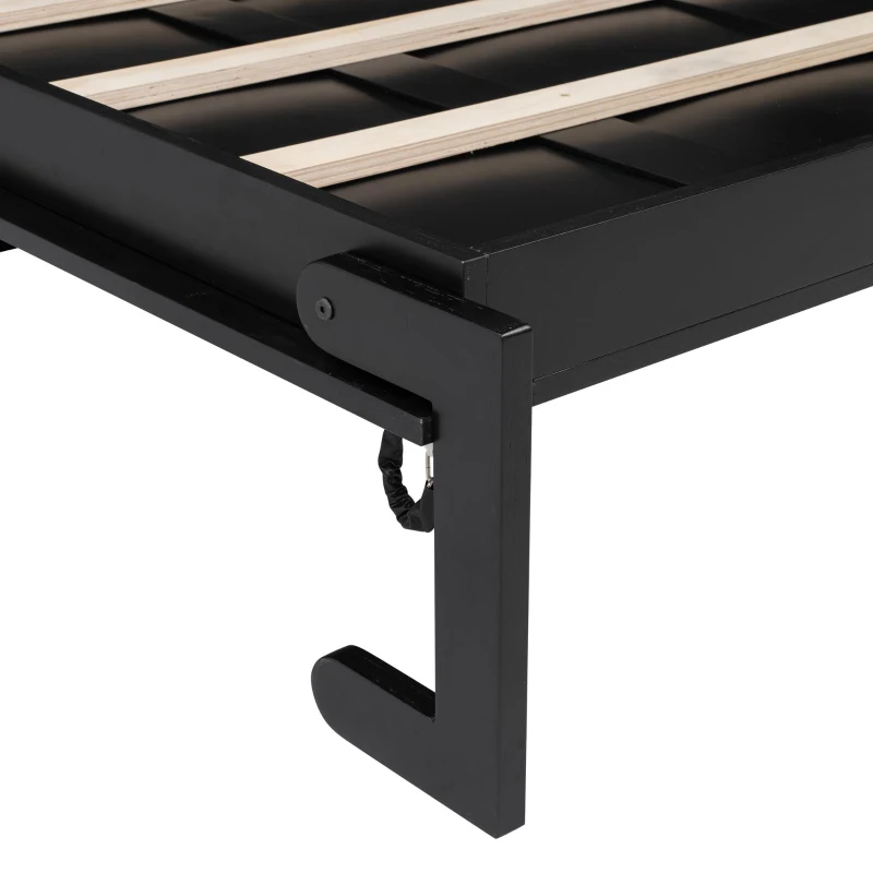 Stylish Murphy Bed with Storage Cabinets and X-Style Accent, Space-Saving Wall Bed with MDF Construction, 88" L x 67" W x 88.5" H, Black