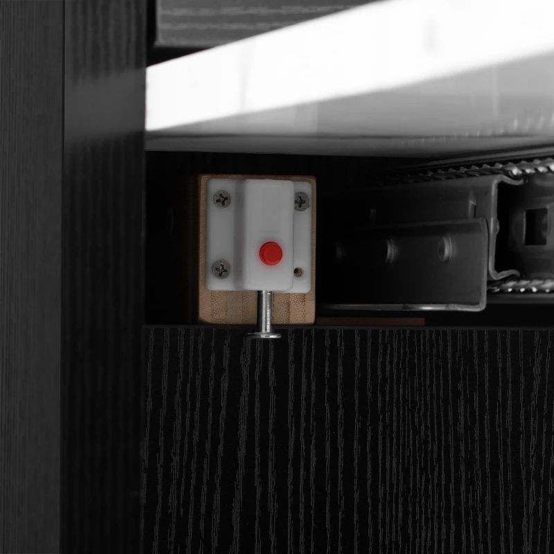 Extendable Dining Table with Folding Tabletop, Multi-Functional Kitchen Island with Drawers, 57.5" L x 32.5" W x 38" H, Black+White Marble