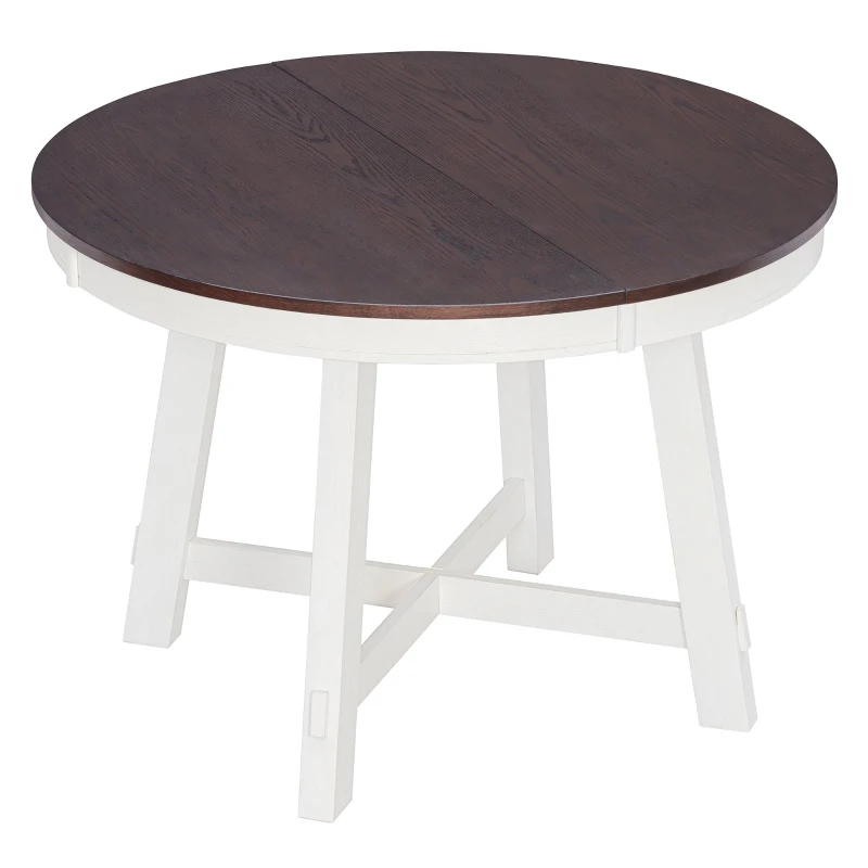 Farmhouse Dining Set with Upholstered High-Back Chairs, Sturdy Side Chair Set for Living Room, 58" L x 42" W x 30" H, Beige+Off White+Walnut