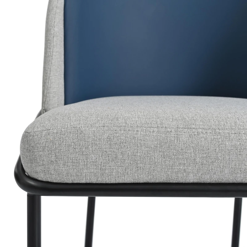 Set of 6 Minimalist Dining Chairs with Ergonomic Contoured Back, Comfortable Chairs for Living Spaces, 21.5'' L x 21.5'' W x 33.5'' H, Blue+Grey