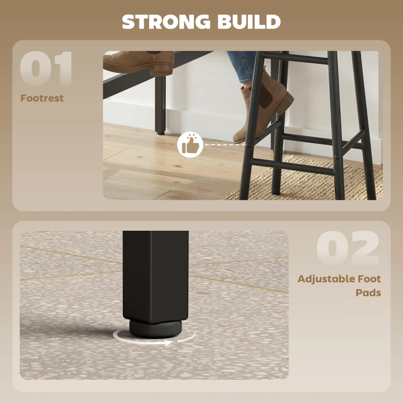 HOMCOM 3-Piece Counter Height Bar Table and Chairs, Dining Table and Chairs Set for 2, Pub Table and Chairs