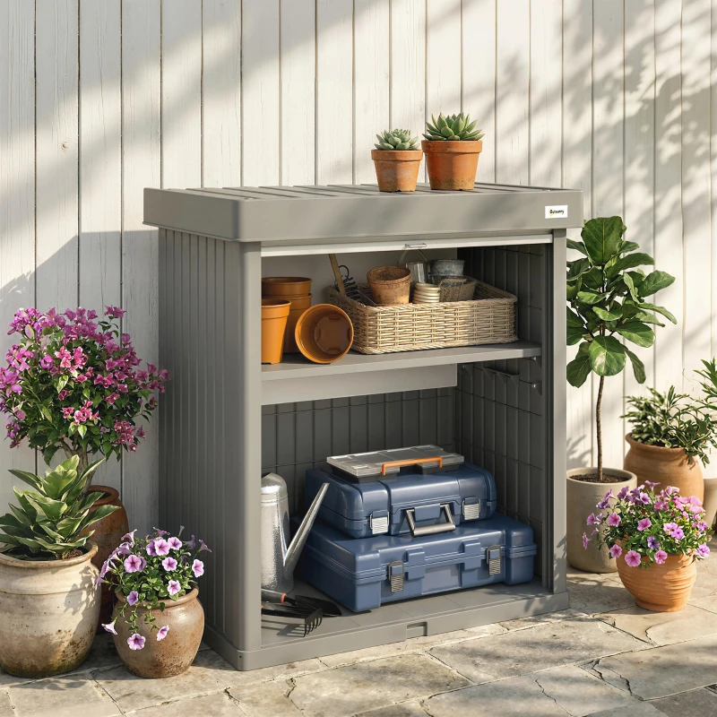 Outsunny 82 Gallon Outdoor Storage Box, Splash-Resistant & UV Resistant Garden Storage Container for Patio, Porch, Poolside, Grey