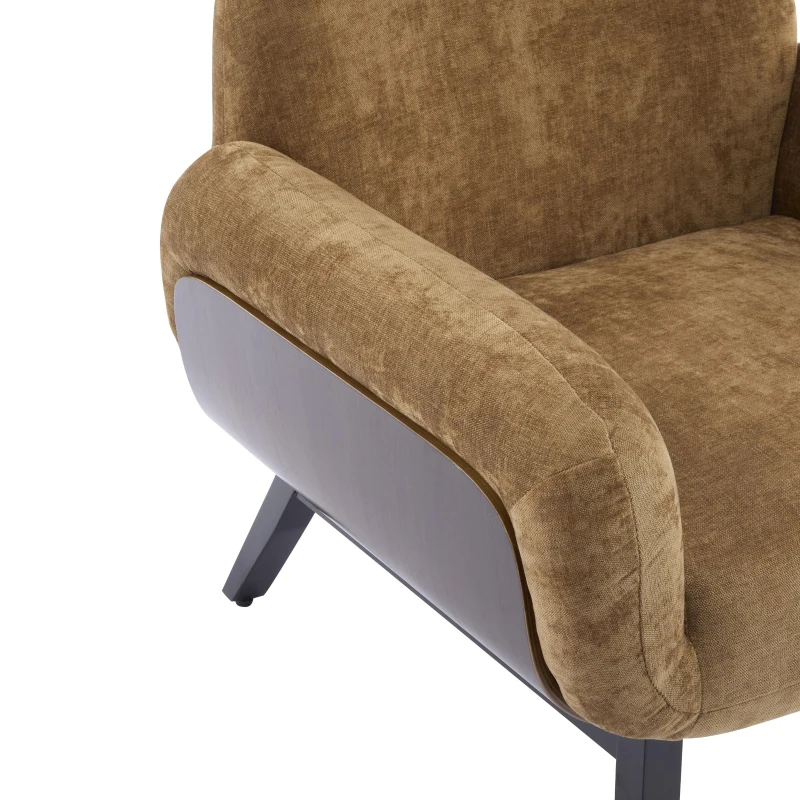 Modern-Scandinavian Accent Chair with Ergonomic Wrap-Around Backrest, Sturdy Armchair for Living Room, 31.5" L x 30.5" W x 31" H, Tan