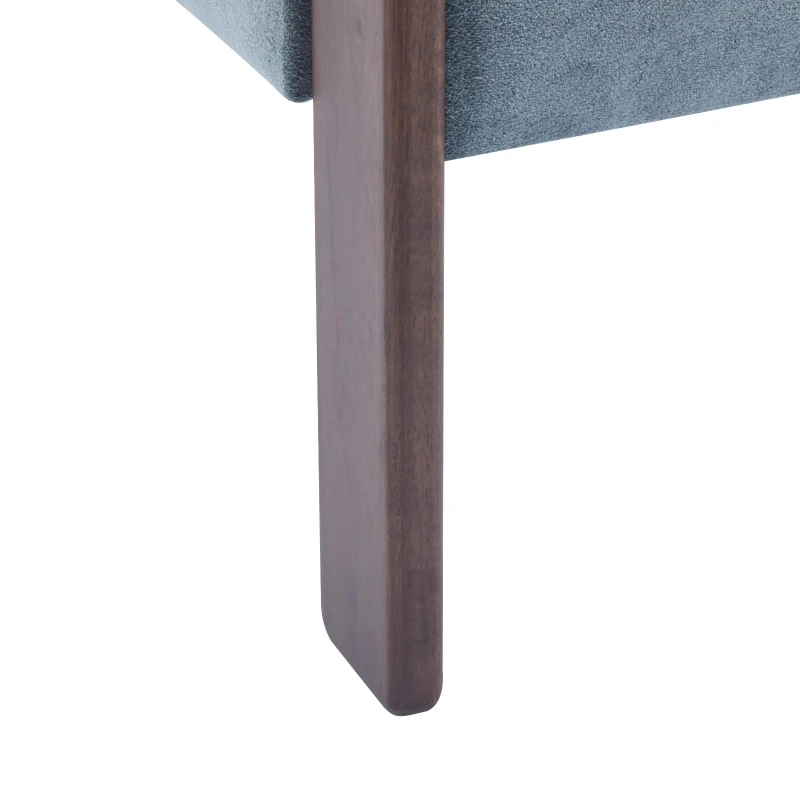 Modern Single Lounge Sofa Chair with Barrel-Back Design, Stylish Accent Armchair with 3-Leg Frame, 29.5" L x 26" W x 27" H, Blue+Walnut