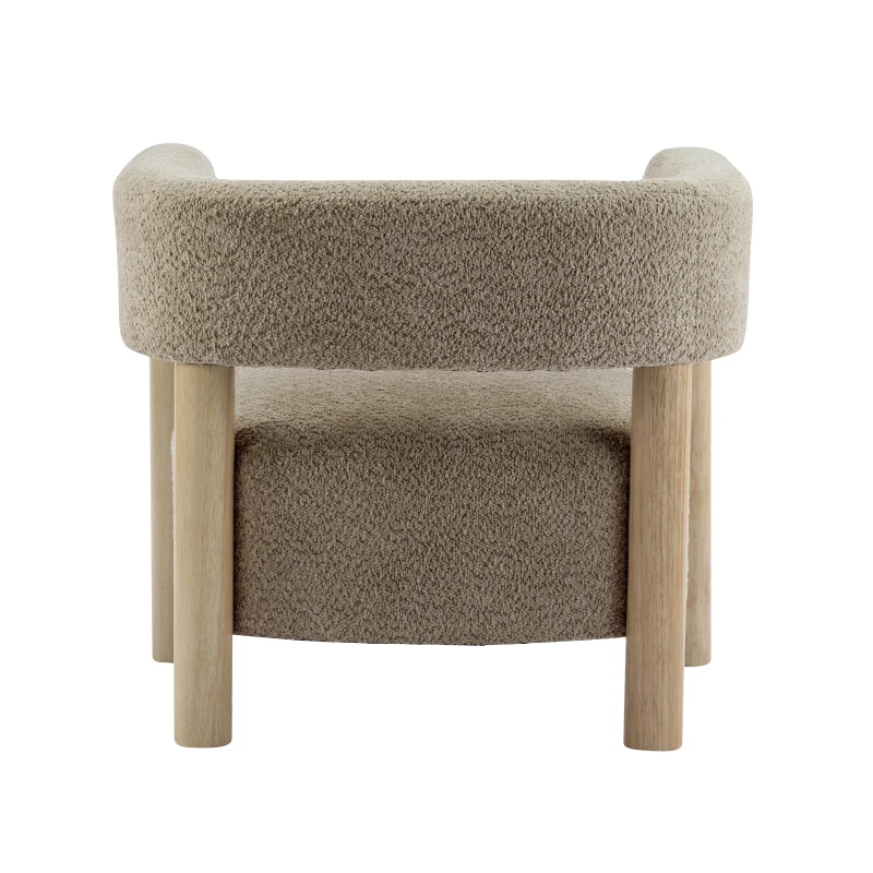 Cozy Accent Armchair with Spring Bag Seat Cushion, Single Lounge Sofa for Bedroom, 30.5" L x 29.5" W x 27" H, Light Camel+Natural Wood