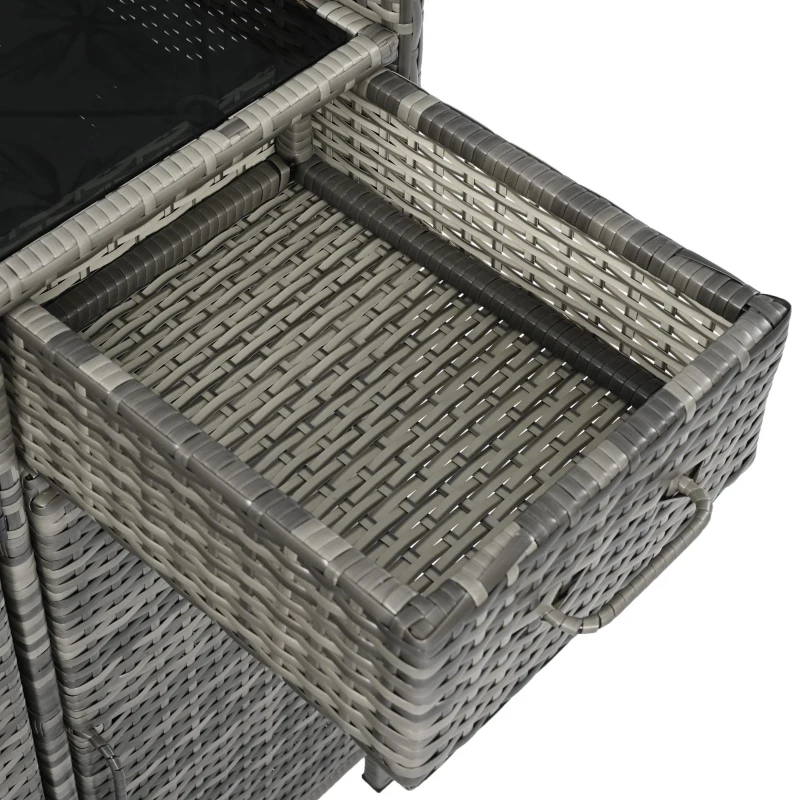 Wicker Outdoor Storage Cabinet with 3 Doors and a Drawer, Weatherproof Bar Table for Patio or Garden, 47.5'' L x 16'' W x 39.5'' H, Grey