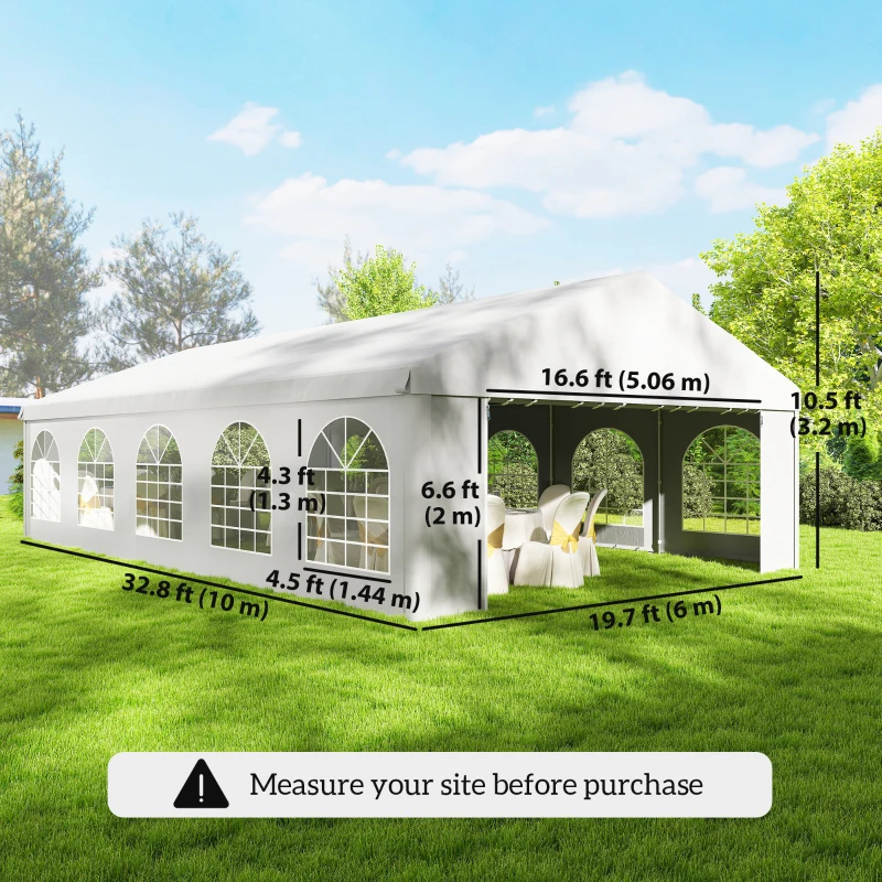 Outsunny 20'x33' Heavy Duty Large Party Tent & Carport with Removable Sidewalls, Portable Garage Canopy Tent, White