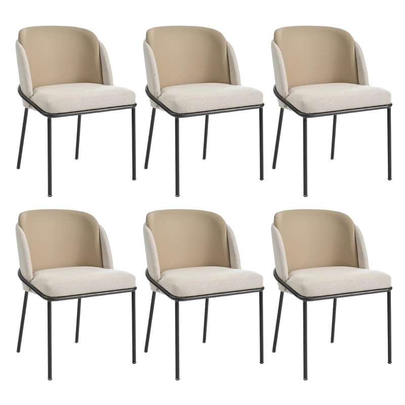 Set of 6 Minimalist Dining Chairs with Ergonomic Contoured Backrest, Durable Chairs Set with Solid Frame, 21.5'' L x 21.5'' W x 33.5'' H, Beige