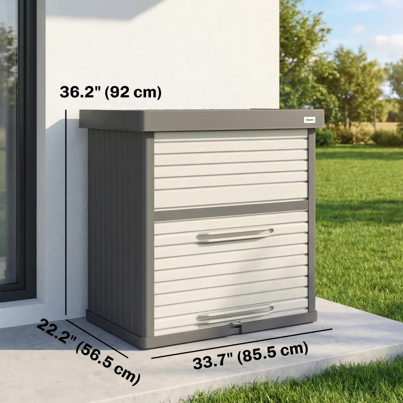 Outsunny 82 Gallon Outdoor Storage Box, Splash-Resistant & UV Resistant Garden Storage Container for Patio, Porch, Poolside, Grey