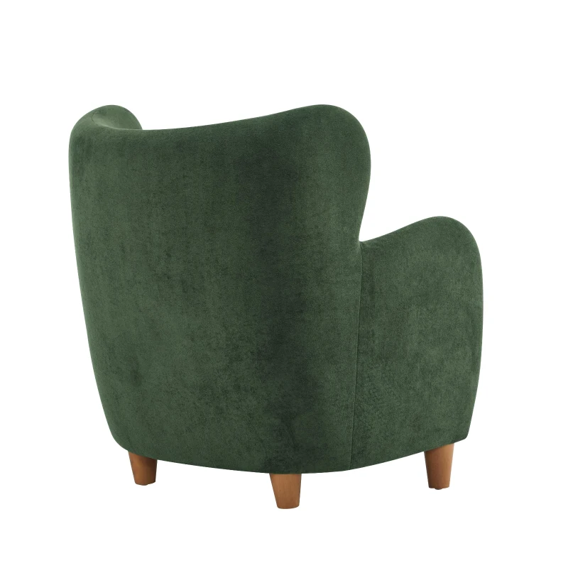 Luxe Wingback Armchair with Pocket-Spring Cushion, Elegant Lounge Chair for Living Room, 31" L x 32" W x 33" H, Light Teak+Olive Green