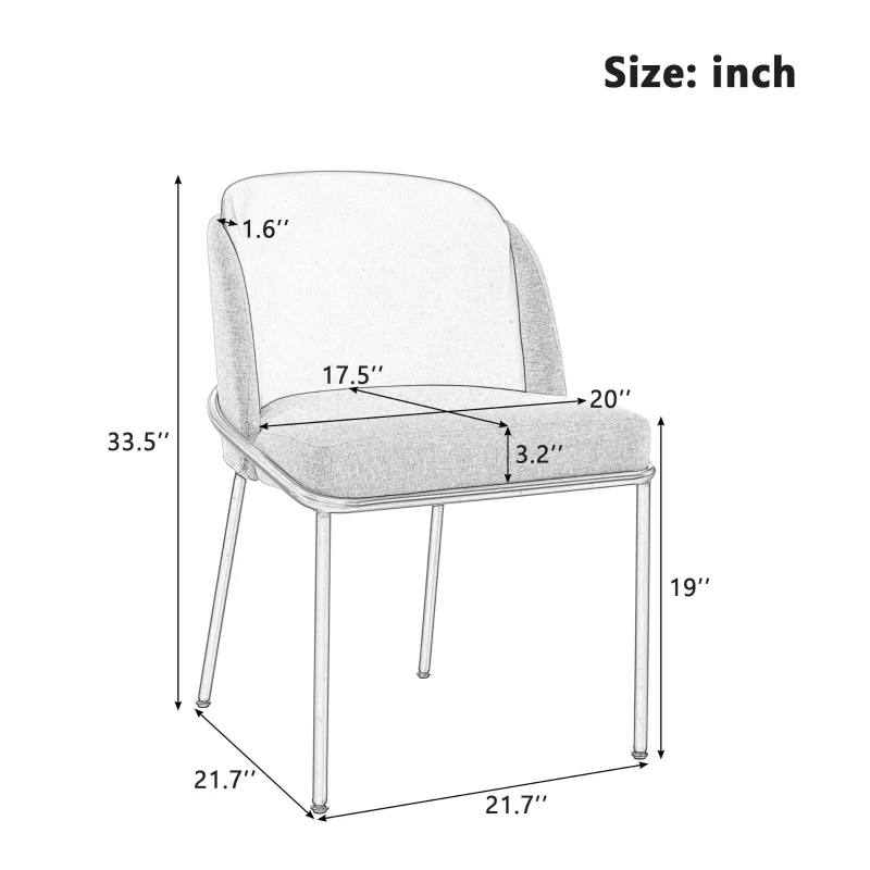 Set of 4 Stylish Dining Chairs with High-Density Foam Seats, Ergonomic chair Set with Anti-Slip Feet, 21.5'' L x 21.5'' W x 33.5'' H, Beige