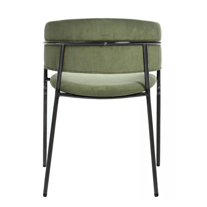 4-Piece Corduroy Side Chair Set with Ergonomic Curved Back, Stylish Lounge Chair Set for Living Room, 30.5" L x 21.5" W x 19.5" H, Green