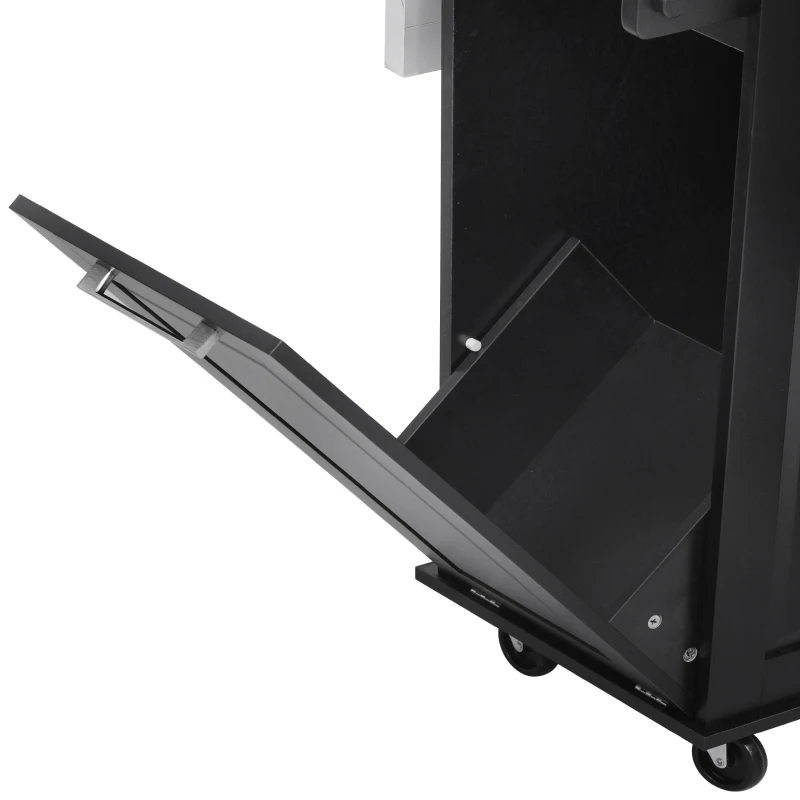 Versatile Kitchen Island with 2-Tier Pull-Out Organizer & 5 Casters, Rolling Kitchen Cart with Drop Leaf, 50.5'' L x 26.5'' W x 35.5'' H, Black