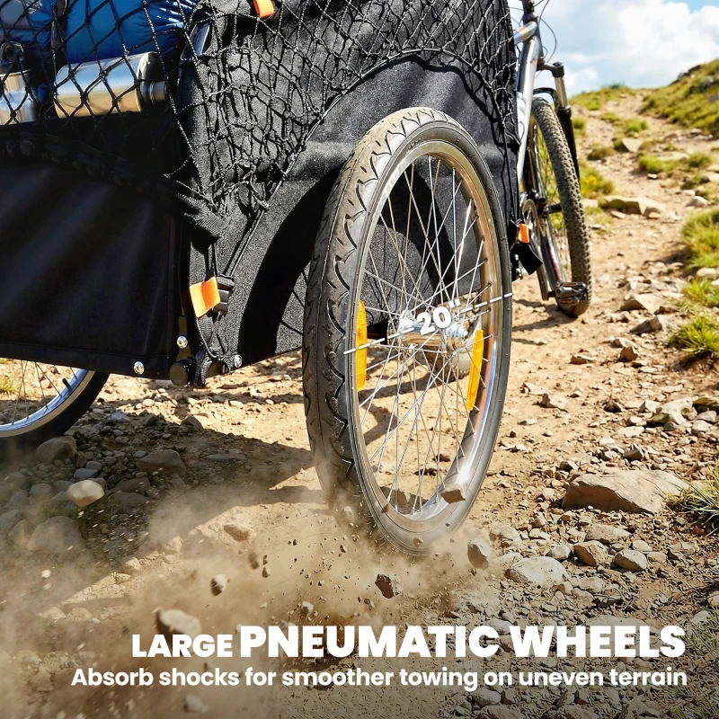 Soozier Bike Cargo Trailer, 45 Gal Bicycle Trailer Wagon Cart with Cargo Net, Quick Release 20" Wheels, Safe Reflectors